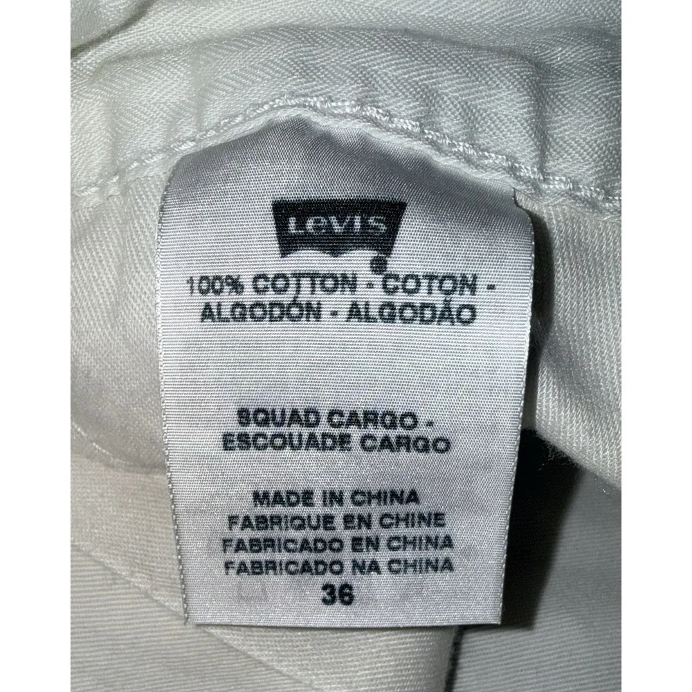 Levis Cargo Shorts Men 36x11 White Plaid Flap Back Pockets Baggy Skater Y2K.